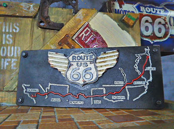 アメリカン/ デコレーション Item/  ROUTE66 ウォールデコ/ #ルート66 #壁掛け #カリフォルニア 5枚目の画像