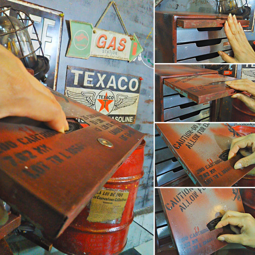 シャビー マテリアル/ インダストリアル/ 跳ね上げ扉(スチール棚) 書類