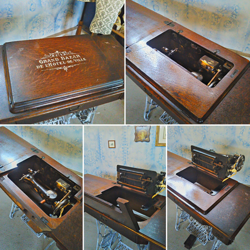 アンティーク ミシンテーブル/ 電動フットコントローラー式（稼働品