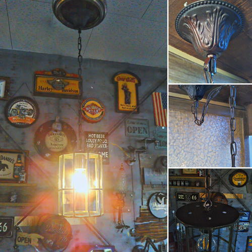 ヴィンテージ グラス シェイド/ シリンダー型/ シーリングライト  