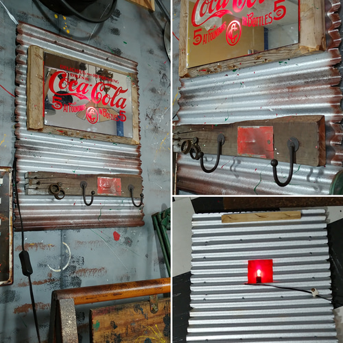 Coca-Cola ヴィンテージ　パプミラー　フレーム付き　50×35センチ Coca Cola ビンテージ パブミラー ｜ glow ANTIQUES