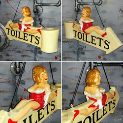 アメリカン ダイナー style/ 
《TOILET》トイレット/
DINNER サインボード ♀（矢印）
#店舗什器 7枚目の画像