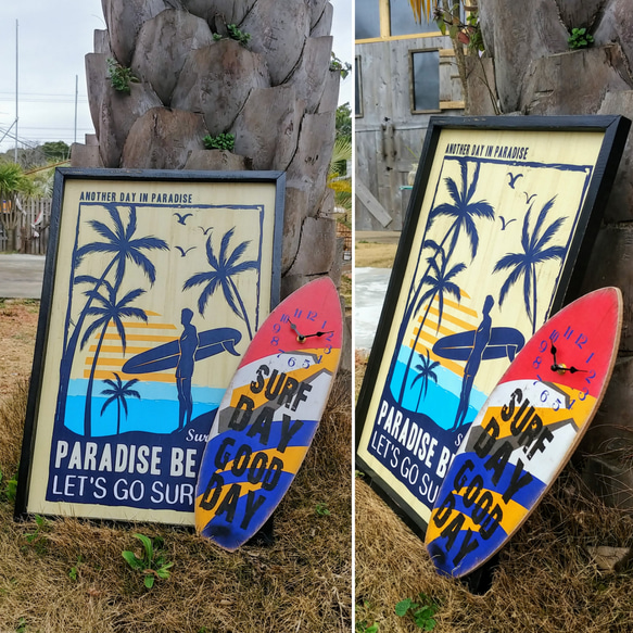 Old New！！ アメリカン SURFシリーズ（3） ウォールデコ & クロック/ #店舗什器 #サンセット #ビーチ 6枚目の画像