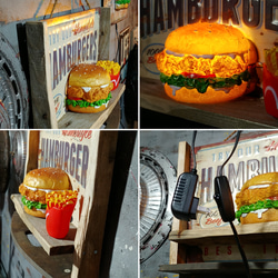 アメリカンダイナー Style/ BURGERS（ハンバーガー） シャビー ヴィンテージ ボード/ ウォールシェルフ型 7枚目の画像