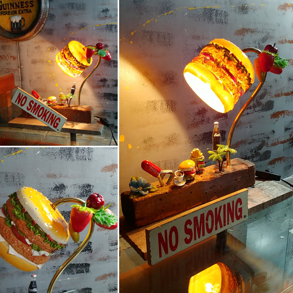 アメリカンダイナー Style/  BURGERS Shade Lamp/ NO SUMOKING（看板&カードトレイ） 5枚目の画像