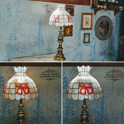 アメリカン アンティーク/
花柄 カピス貝 ステンド /
スタンドランプ/　
Antique  Lamp/
店舗什器 2枚目の画像