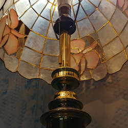 アメリカン アンティーク/
花柄 カピス貝 ステンド /
スタンドランプ/　
Antique  Lamp/
店舗什器 8枚目の画像