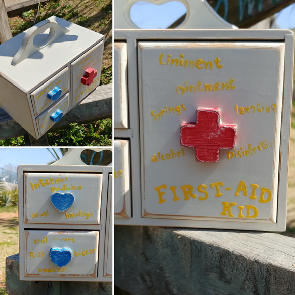 アメリカン 救急箱/
ホワイトカラー 赤十字ボックス/
ドラッグケース/
#常備薬
#ウッドボックス 6枚目の画像