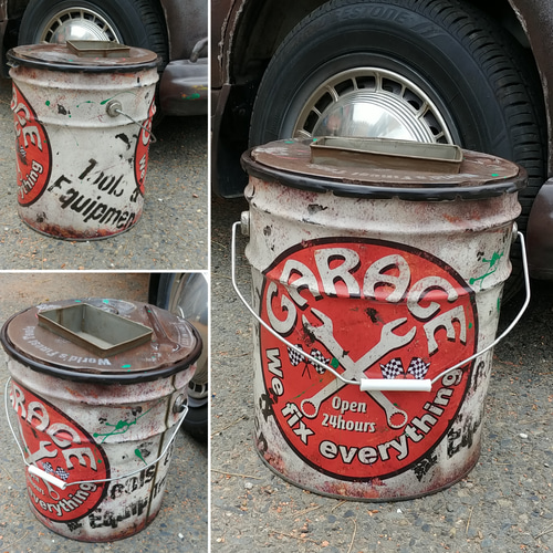 インダストリアル/ シャビー カスタム ペール缶 GARAGE/ TOOLBOX（500