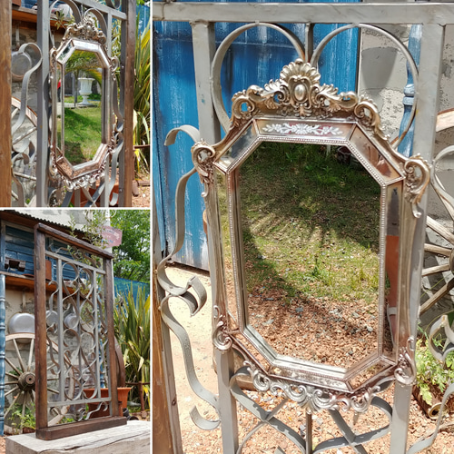 取り引き中] アンティーク アイアン 木製枠のフェンス