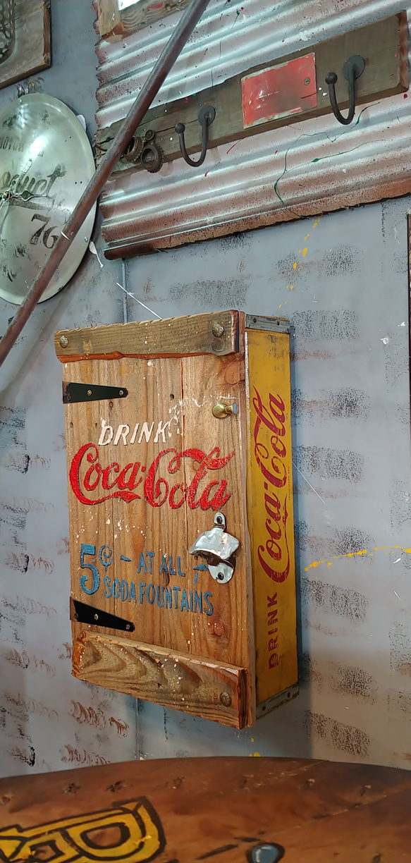 ビンテージ コカコーラ ラック 棚 インテリア雑貨 木製棚 Coca-Cola