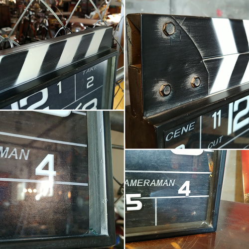 Clapperboard Style/ カチンコ 映画撮影道具型/ ウォールクロック