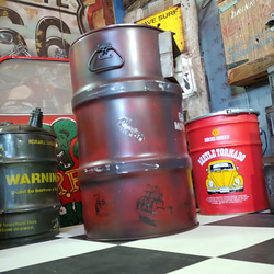 アメリカン Style/ インダストリアル/ ドラム缶 ダストボックス & テーブル/ シャビー リメイク缶 ゴミ箱 3枚目の画像