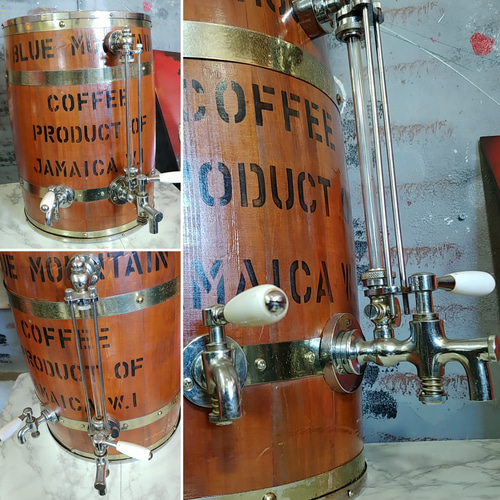 業務用 アンティーク 氷冷式アイスコーヒーサーバー 木樽型 店舗什器