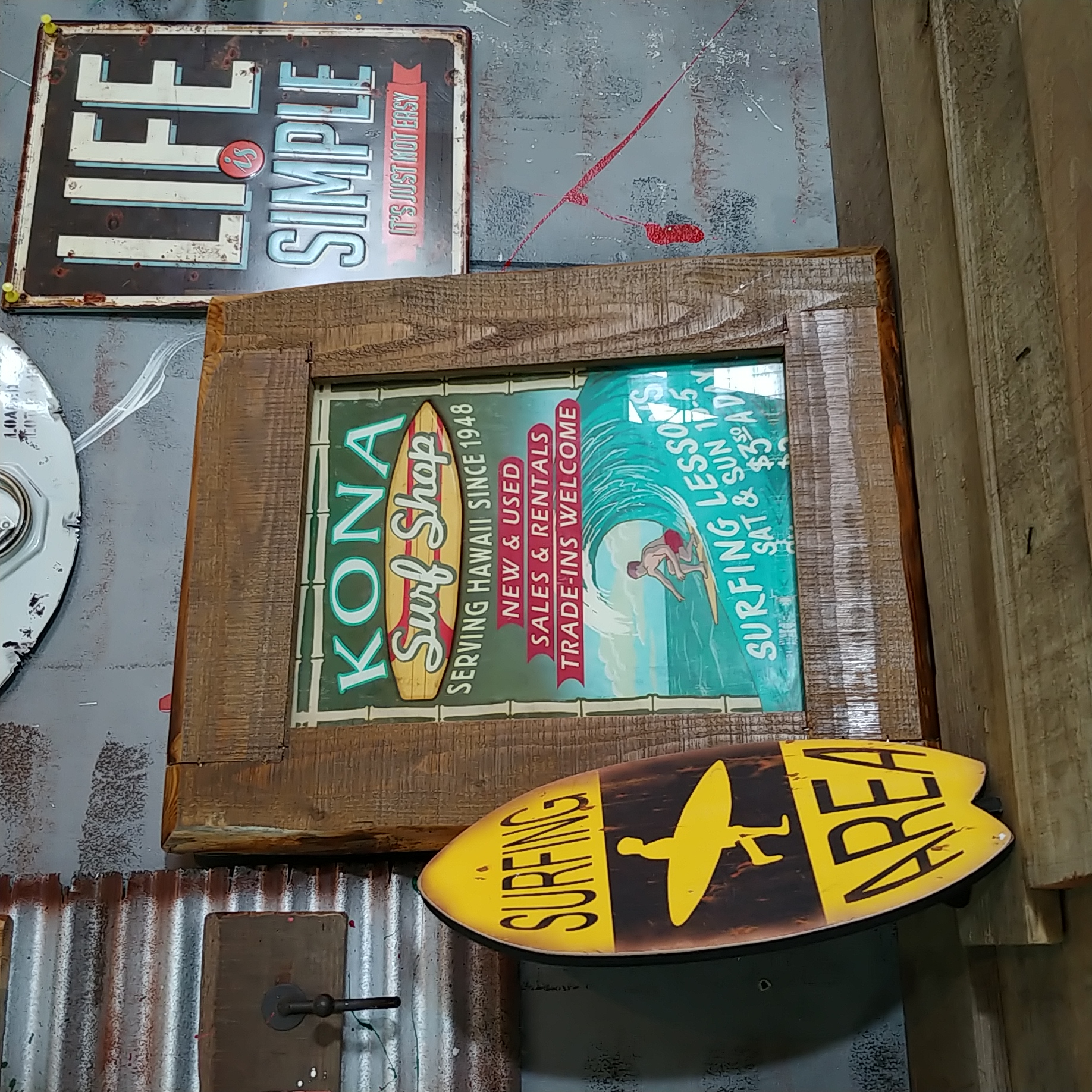 アメリカン ハワイアン Style/ KONA SURF SHOP/ サインボード （おまけ付き） #店舗什器