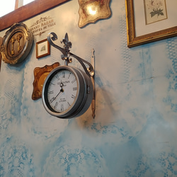 アンティークstyle（Lサイズ） 壁掛け 両面時計/ アンティークシルバーゴールド/ #店舗什器 #リバーシブル 10枚目の画像