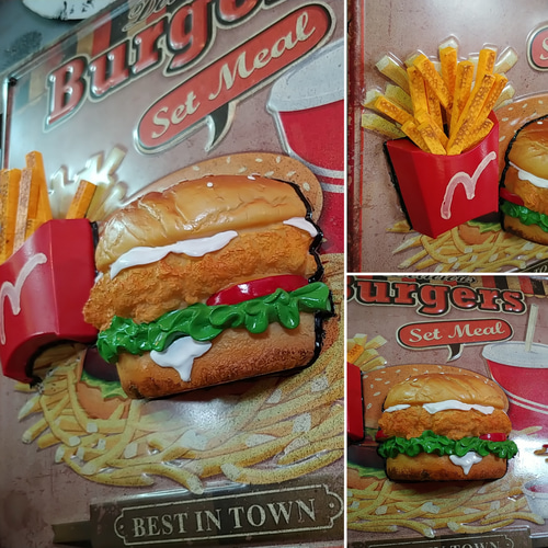 アメリカンダイナー  ハンバーガー 立体式 壁掛け看板  BURGERS アメリカンダイナー ハンバーガー 立体式 壁掛け看板 BURGERS