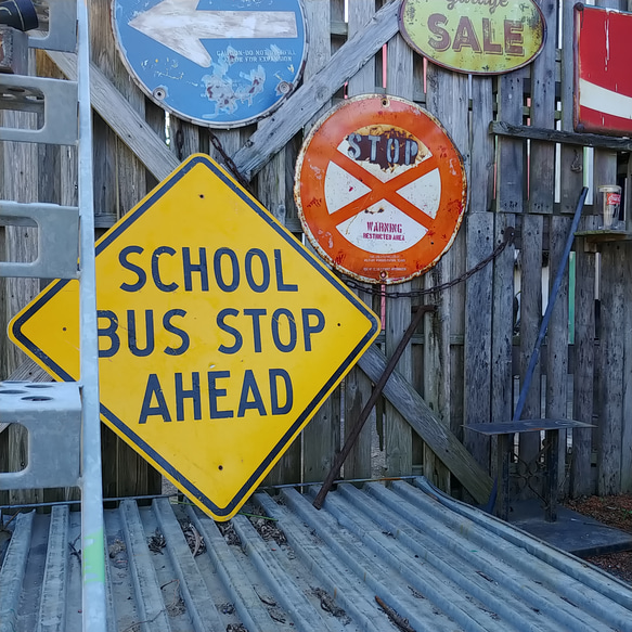 ☆U.S.A. ROAD SIGN ☆ SCHOOL BUS STOP AHEAD《道路標識
