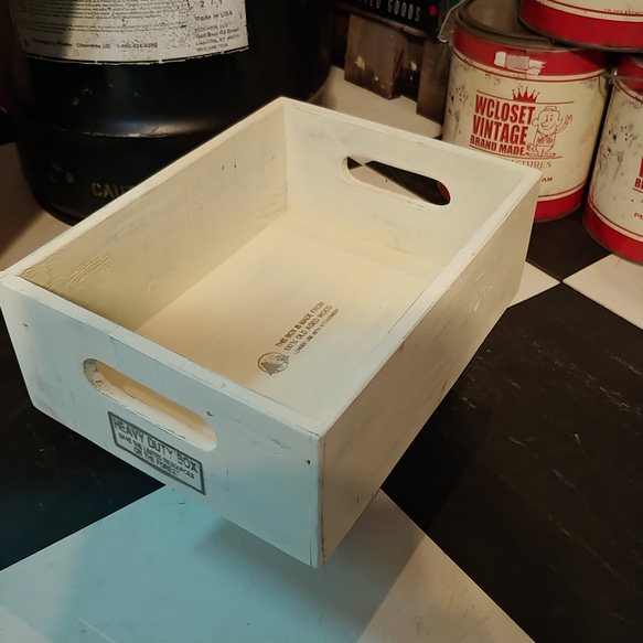 継ぎ材パネルのウッドトレー Sサイズ-1P/ ウッドボックス（Cream White） #小物入れ #缶詰ストッカートレ 3枚目の画像