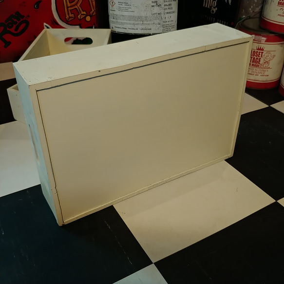 継ぎ材パネルのウッドトレー Lサイズ-1p/ ウッドボックス（Cream White） #小物入れ #缶詰ストッカートレ 6枚目の画像