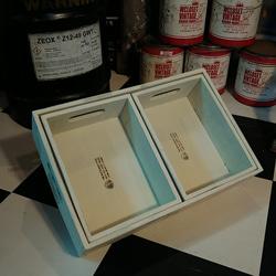 継ぎ材パネルのウッドトレー 3p/ ウッドボックス（Cream White） #小物入れ #缶詰ストッカートレー #木箱 3枚目の画像