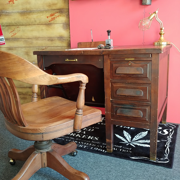 AMERICAN VINTAGE/ タイプライター付き ウッドデスク 3drawer