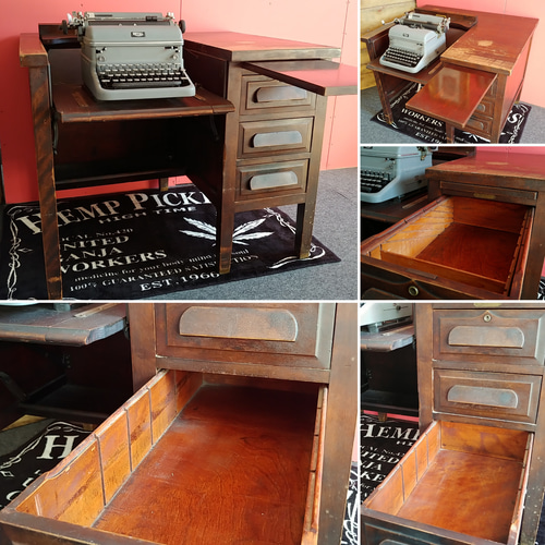 AMERICAN VINTAGE/ タイプライター付き ウッドデスク 3drawer デスク