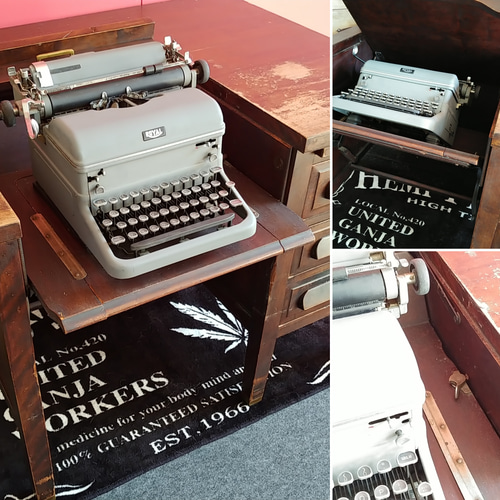 AMERICAN VINTAGE/ タイプライター付き ウッドデスク 3drawer デスク