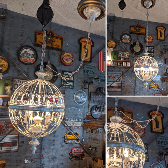 アンティークな部屋/ French iron / バルーン型 4灯式 シーリングライト/ #店舗什器 #シーリングランプ 4枚目の画像