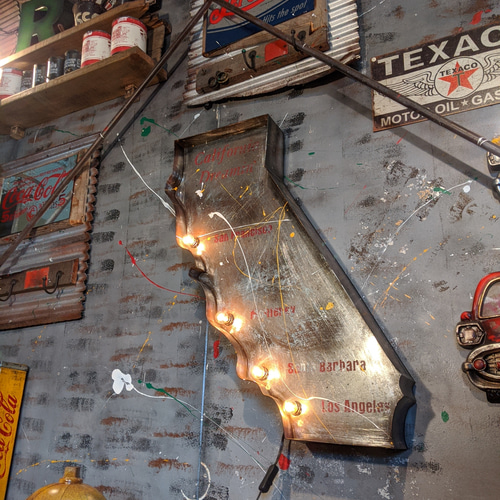 カリフォルニアスタイル/ CALIFORNIA電飾看板（メタルシルバー） 屋内  