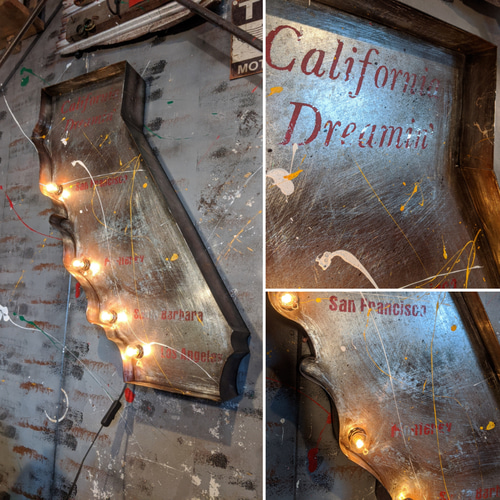 カリフォルニアスタイル/ CALIFORNIA電飾看板（メタルシルバー） 屋内  