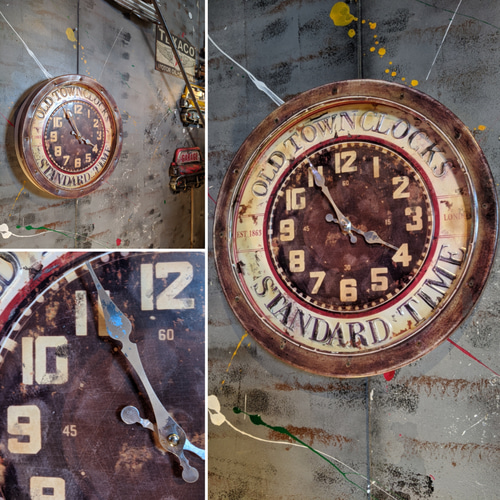 electriqueヴィンテージ ウォールクロック インダストリアル 壁掛け時計 おんぼろ！！ アメリカンヴィンテージ Style/ オールドタウン