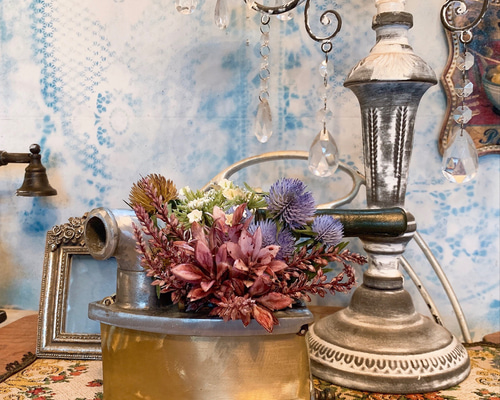 アンティークな部屋/ブロカント Brass 炭アイロン プランター/フラワー