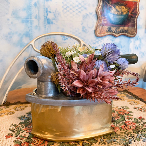 アンティークな部屋/ブロカント Brass 炭アイロン プランター/フラワー