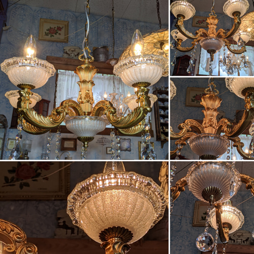 クリスタルゴールドシャンデリア 5灯 Preciosa】最高級クリスタルシャンデリア 5灯 ゴールド(W440