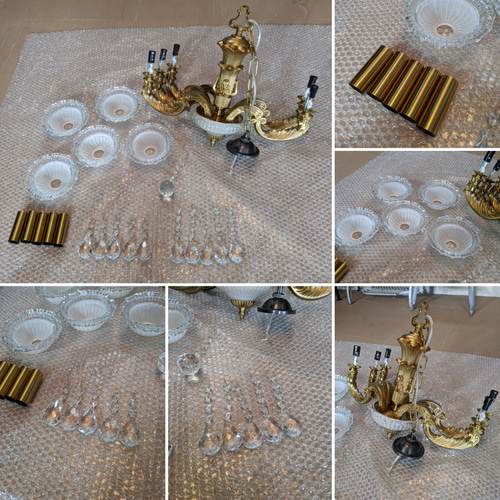 高級クラブ 仕様！！ 幻のシャンデリア 5灯式（ゴールド） クリスタル