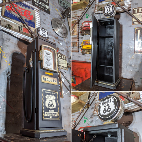 ルート66 ガソリンポンプ型 マルチキャビネットROUTE66（ブラック） ルート66 ガソリンポンプ型 マルチキャビネットROUTE66