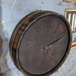 WHISKY バレル型/ 木製 樽型 ウォールクロック（壁掛け時計）  ヴィンテージペイント品（ダークブラウン） 6枚目の画像