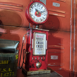 アメリカンヴィンテージ/ ガソリンポンプ型 クロック/ ROUTE66（TEXACO レッド） #店舗什器 #ガレージラ 1枚目の画像