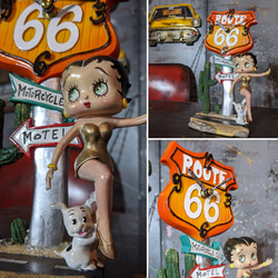 American Display Betty/ 道路標識 型 ROUTE66 クロック/ ベティーちゃん（ゴールド） 8枚目の画像