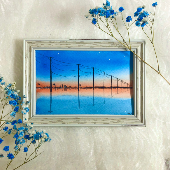 水彩画(水彩画)№166 水彩画(水彩画)№166 酒井芳元「京都風景（池畔）」水彩画・4号