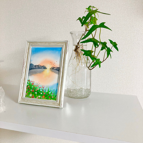 細い三日月 ver.2 (size11x11 水彩紙 9x9)小さな水彩画 原画