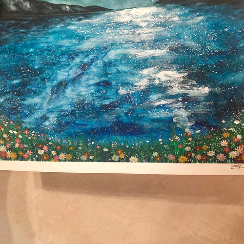 A4 額付 手描き水彩画 原画【アルプスの星空】 絵画 Yuriart A4 額付 手描き水彩画 原画【アルプスの星空】 絵画 Yuriart
