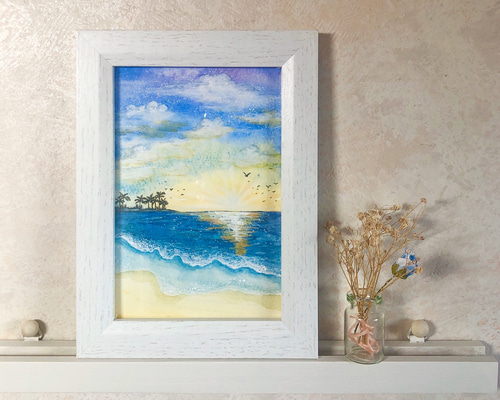 ハガキsize 水彩画【hawaii】額付き原画 絵画 Yuriart 通販