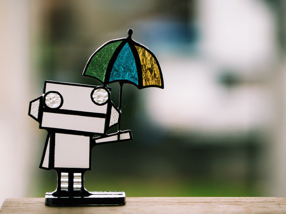 ロボット「Umbrella」ステンドグラス オブジェ 置物 立体