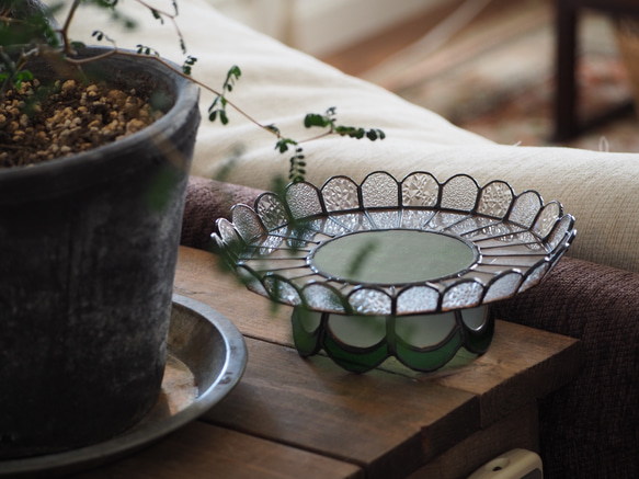 ニーマンマーカス　ステンドグラス　ケーキスタンド　モザイク　大皿セット　高級 ニーマンマーカス ステンドグラス ケーキスタンド モザイク 大皿セット