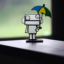 ロボット「umbrella」ステンドグラス オブジェ 置物 1枚目の画像
