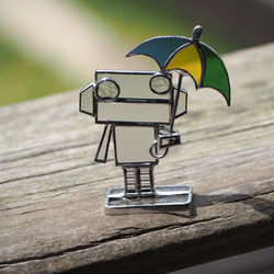 ロボット「umbrella」ステンドグラス オブジェ 置物 7枚目の画像
