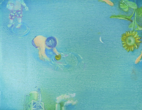 キャンバス油彩画＊水の中の八月 4枚目の画像