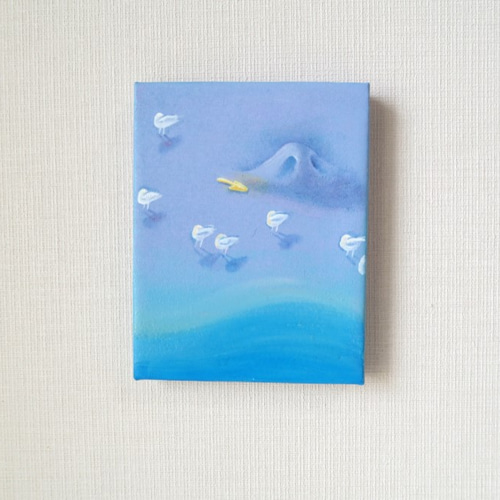 画家 手描きの油絵 タイトル「カモメ」 画家 手描きの油絵 タイトル